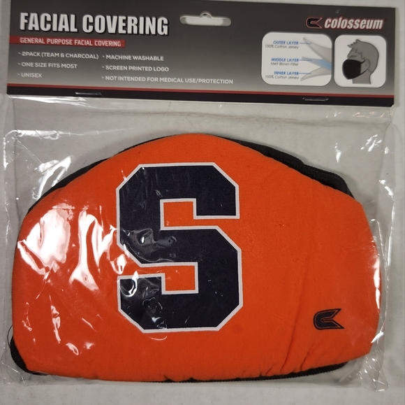 NWT Unisex Syracuse Orange Colosseum 2 Pack Face Covering - Picture 3 of 6